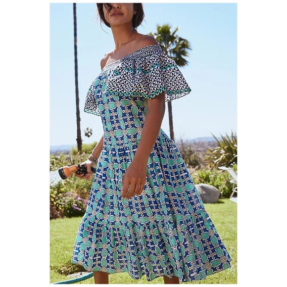 Anthropologie Dresses & Skirts - Ro's Garden | 100% Cotton Jenna Off The Shoulder Midi Dress | NWT